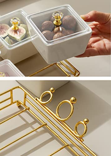 Ya Ju Ceramic Bowl With Cover Metal Tray, 3 Removable Dip Bowls Are Used For Appetizers, Potato Chips, Fruits, Candies, And Condiments- Birthday Parties, Holiday Commemorations Mother's Day Gift #TOP3