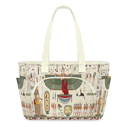 Sac fourre-tout léger imprimé Égypte pour femme grand format zippé