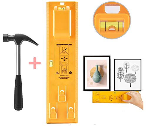 Picture Frame Ruler PictureHanger Level Marking Tool and Mini Claw Hammer for Photo