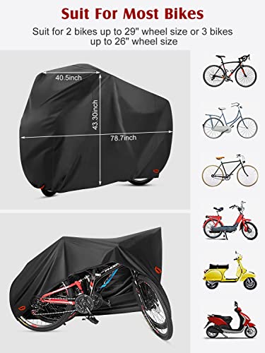 Anglink Bike Cover For 2 Bikes - 210D Oxford Outdoor Waterproof Bicycle Covers With Lock Hole, All Weather Protection Bikes Storage Cover For Mountain Road Electric Beach Cruiser Hybrid #TOP3