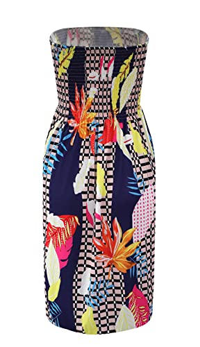 Image of Zyyfly Tube Top Dress Women Summer Beach Coverup Stretch Smocked Strapless Dress