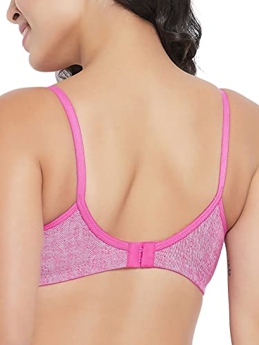 Image of Clovia Women's Level-1 Push-Up Non-Wired Demi Cup Denim Look T-Shirt Bra in Pink