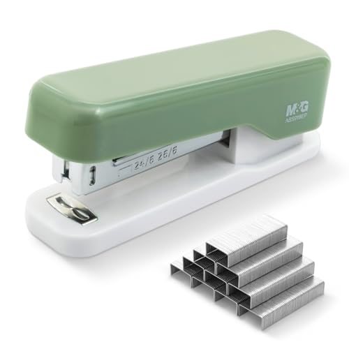 Image of M&G Desktop Stapler, Basic Office Stapler with 1000 Staples, 20 Sheet Capacity, Portable Small Desk Staplers for School Home Office (Green)