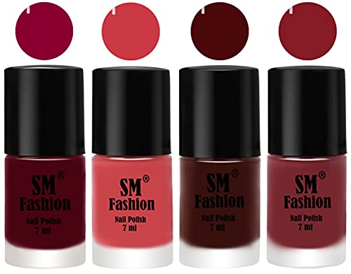 Image of Nail Polish Combo Set (Pack of 4) Quick Dry Gel Finish Nail Paint | Boysenberry,Punch Pink,Wine,Plum | 7 ml Each