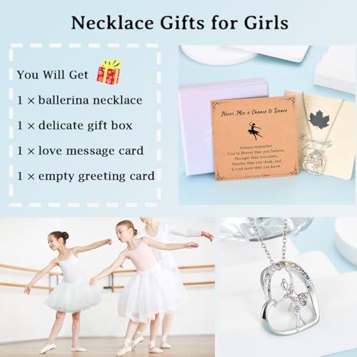Dance Recital Gifts for Girls Women, Ballet Dancer Ballerina Pendant Necklace Jewelry for Daughter Granddaughter Niece Friends Dance Teacher4
