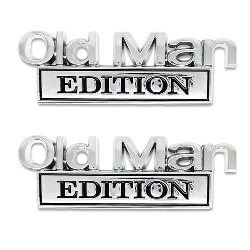 Old Man Edition Car Emblem - 3D Metal Badge (2-Pack) Zinc Alloy Waterproof & Rustproof Decal for Fender Tailgate Bumper - Compatible with Truck SUV Auto Accessories