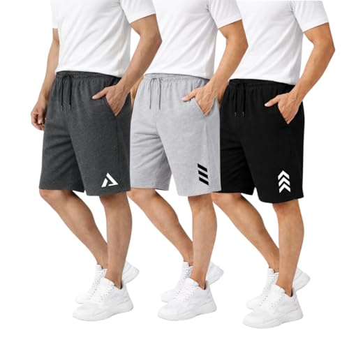 Image of KART BLACK Plus Sizes Men's Cotton Knee Length Shorts(M,L,XL,XXL,XXXL,4XL,5XL Shorts)| Casual and Night Wear Mens Shorts Pack of 3