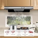 CAMPLUX RV Range Hood 22 Inches, Vented Range Hood with LED Light and Exhaust Fan 12V DC for RV, Tiny House, Trailer and Yacht