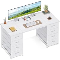 ODK 48Inch Computer Desk with 8 Fabric Drawers, Home Office Desk, PC Table with Storage,Study Table for Bedroom Office Gaming,120 * 48 * 79cm, White