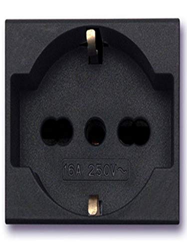 Prise Unel By-pass 2P+T 10/16 A Noir robuste référence 45390