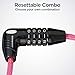 Schwinn Combination Bike Lock in Braided Steel Cable, 5 feet x 8 mm Anti Theft Bicycle Lock, Pink, Security Level 1