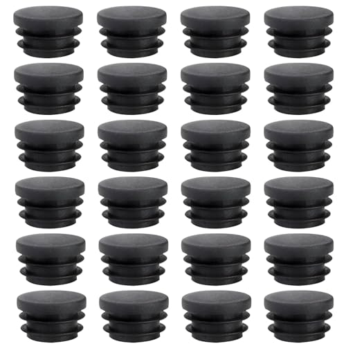 AZWOOD Lamellar Plugs PE Plastic End Caps 22 mm - Black, Pack of 24 for Aluminium & Stainless Steel Pipe Cover
