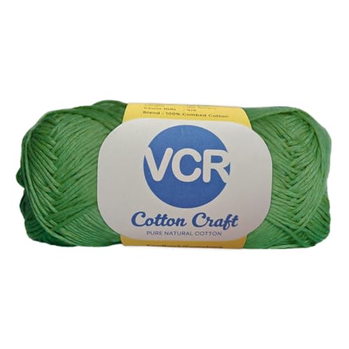 Image of VCR 8Ply Forest Green Cotton Craft Yarn, 100 Grams Hank, 160 Meters Length, Cotton Combed Ball for Crochet and Knitting, Pack of 1 Yarn, Suitable for DIY Crafts