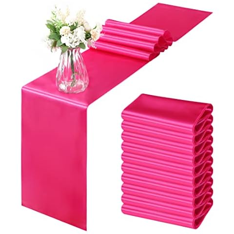 12 Pack Hot Pink Satin Table Runner Cover