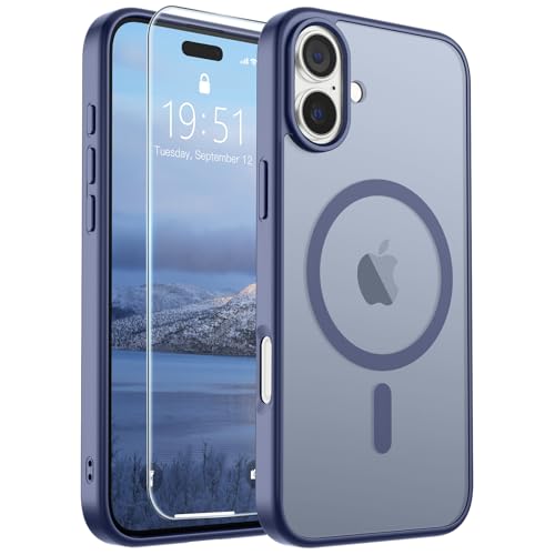 Image of SUPFINE Magnetic for iPhone 16 Plus Case (Compatible with MagSafe) (Military Grade Drop Protection) Slim Translucent Matte Shockproof with Anti-Fingerprint Phone Case,Lavender Gray