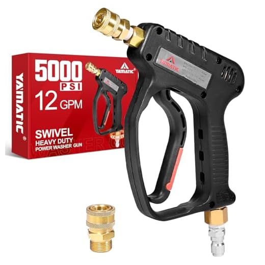 YAMATIC Pressure Washer Short Gun 5000 PSI - 3/8" Swivel Plug & M22-14mm Coupler, Power Washer Stubby Trigger Handle with 1/4" Quick Connect for Foam Cannon Car Wash