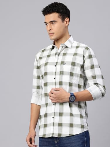 Image of Majestic Man Men Comfort Slim Fit Pure Cotton Tartan Checked Casual Shirt