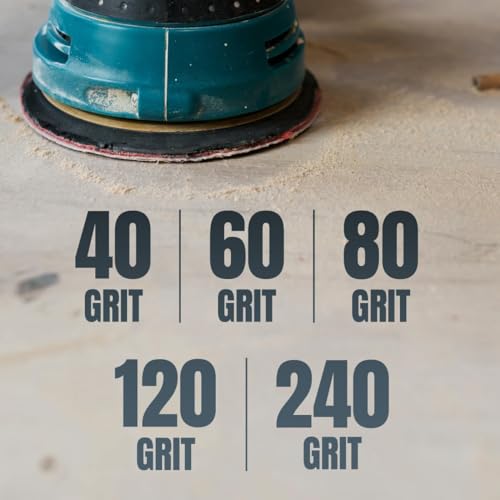 Image of POWERTEC 60 PCS 5 Inch PSA Sanding Disc - 10 Each of 60, 80, 100, 120, 180, 240 Grits - Assorted Self Adhesive Sandpaper for Drywall, Woodworking, Epoxy with Random Orbital Sanders, DA Sanders (45500)