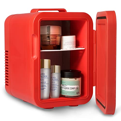 Image of Mini Skincare Fridge, 6 Liter /6 Cans Small Refrigerator Cooler Warmer 110V AC / 12V DC Personal Fridge for Bedroom, Beverage, Makeup