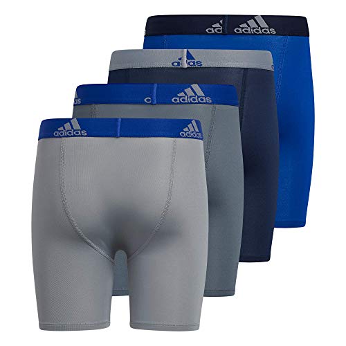 Adidas Kids-Boy's Performance Long Boxer Briefs Underwear (4-Pack), Collegiate Royal Blue/Grey/Collegiate Navy, Large #TOP4