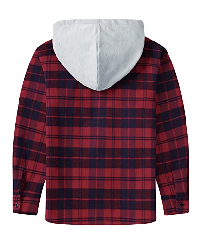 Image of V VALANCH Boys Flannel Jacket Hooded Fleece Lined Zip-up Hoodies Plaid Coat for Kids