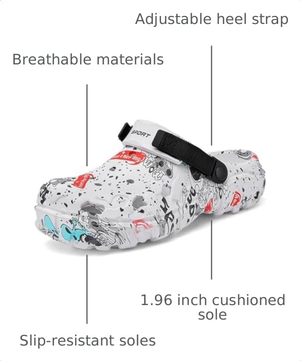 Image of SECHRITE Men's Clogs Athletic Sports Outdoor Slip-on Mules with Cushion Beach Non Slip Home Sandals with Adjustable Back Strap - River Edge