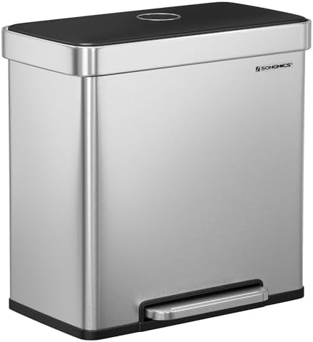 Songmics Selective Tri Kosz na Śmieci, Srebrny, 2 x 30 l