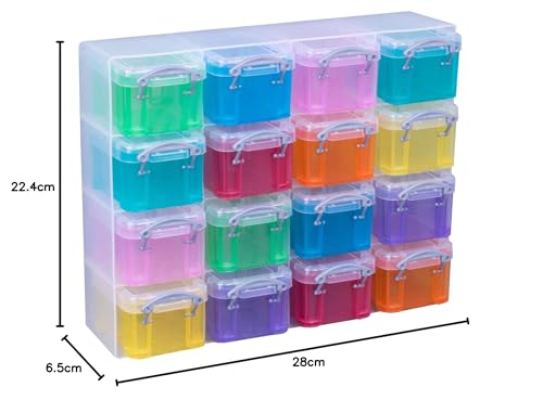 Really Useful Box Organiser 16 x 0.14 Litre Storage Boxes in a Clear Organiser and Assorted Boxes