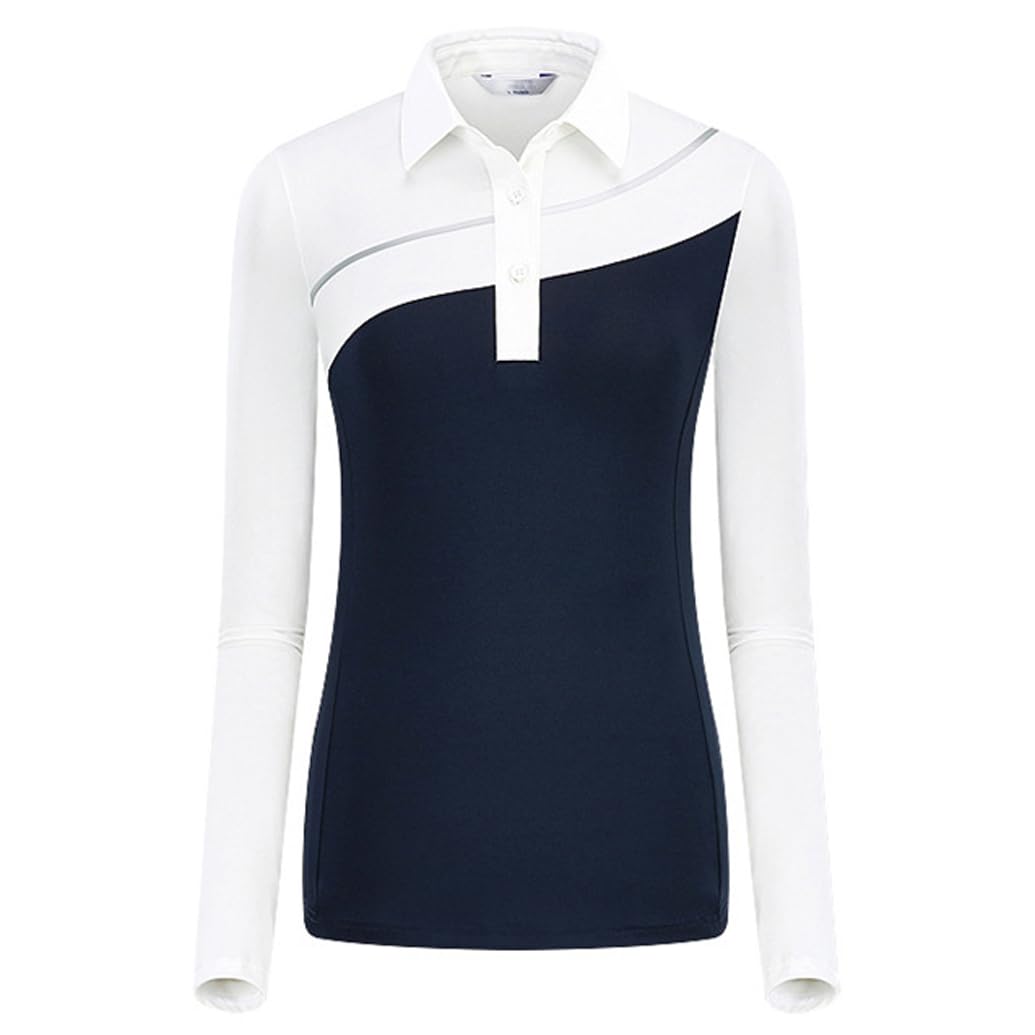 Polo De Golf À Manches Longues pour Femmes T-Shirt Extensible Et Respirant Haut De Tennis en Plein Air