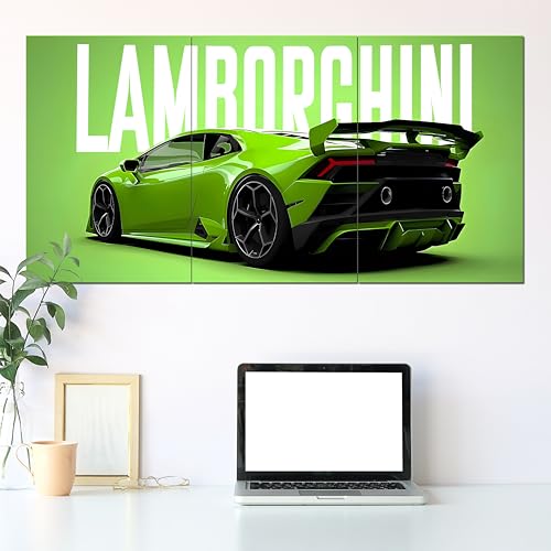 Image of Posternet Super Car Split Poster Set, 12 inch x 18 inch, Split Design Wall Decor Posters For Bedroom, Living Room, Office. (Lambo Back)