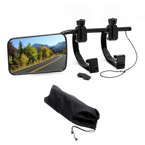 Wiltec Wohnwagenspiegel 120x180mm universal schwarz Außenspiegel für Wohnwagen und Caravan mit Gummiklemmen, stufenlos verstellbar, Aufbewahrungstasche