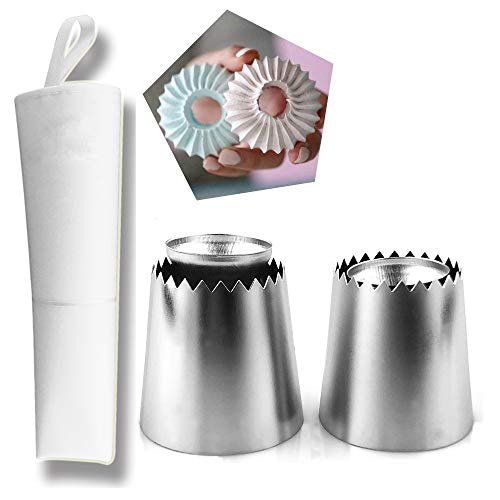 MKNZONE Douilles Pâtisserie, 3 Pièces Poche à Douille Accessoires de Décoration en Acier Inoxydable - Décoration de Gâteaux pour Tarte, Biscuit, Pâtisserie, Bonbon, Gâteau, Cupcakes et Cookies Cover
