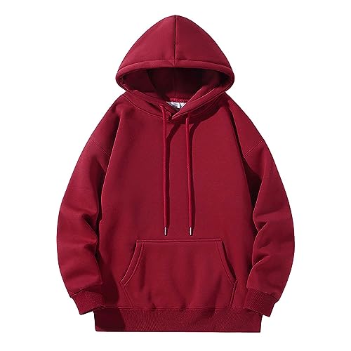 AMDOLE Herren-Sweatshirt mit Kapuze, langärmelig, Kapuzenpullover, Oberteil, Outdoor-Sweatshirt, Hemd, Pullover für Herren, wein, XL