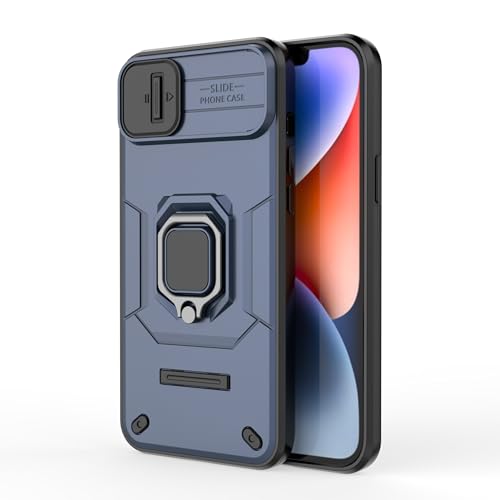 Image of CamShield Pro Case with Slide Camera Protection and 360 Protection Ring Stand Bumper Back Case Cover for iPhone 14 Plus (Blue)