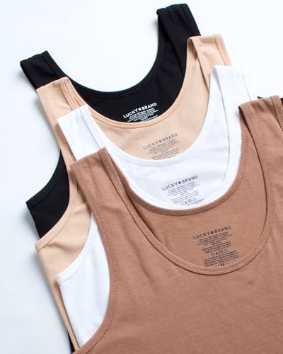 Lucky Brand Women's Tank Top - 4 Pack Stretch Cotton Scoop Neck Sleeveless T-Shirt, Camiseta sin Mangas para Mujer4