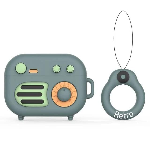 Image of Dezet Cute Soft Silicone Pouh Case for Airpods Pro GEN-2 (2022) � 3D Cartoon Animal Character Cover with Keychain Ring, Shockproof & Dustproof Protective Case for Kids & Girls (REDIO Green)