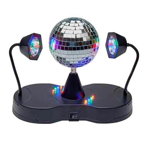 Playbees Rotating Disco Ball - LED Revolving Disco Ball with Movable Strobe Lights for Disco Party Decor, Mirror Lights Party, Mini Lava Lamp Alternative, 30 Second Dance Party