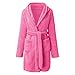 Sdwingk Short Plush Robe for Women with Pockets Mid Length Bathrobe Fuzzy Fleece Robes Cozy Soft Nightgown Winter Sleepwear