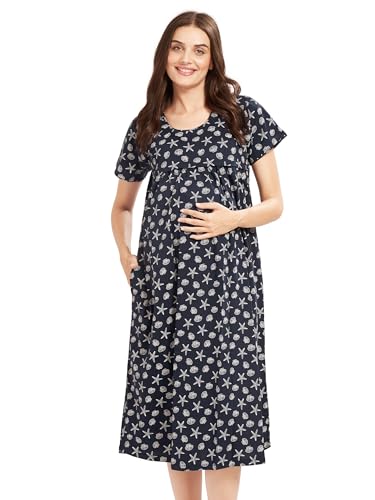 Image of AV2 Women Cotton Printed Maternity Nursing & Feeding Relaxed Fit Nighty -3147