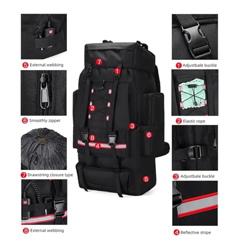 Sac à dos de randonnée Molle 130 L grand volume de trekking - 5