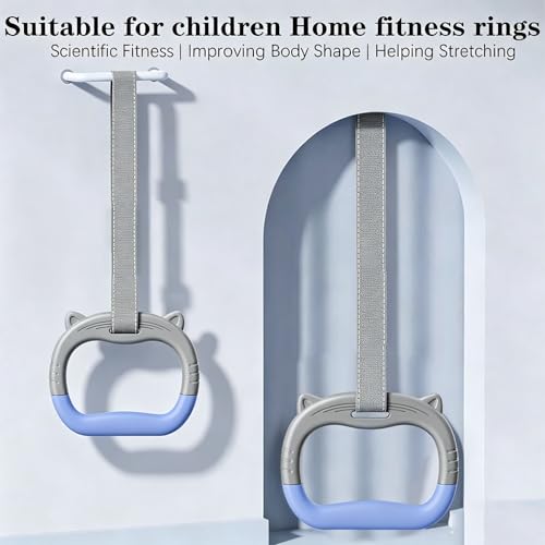 Image of Pull Up Bar for Home for Kids, Gymnastics Equipment for Kids, Kids Hanging Rod for Height, Monkey Bar for Home for Kids, Kids Exercise Equipment for Home, 1.45 Meters Length Adjustable Gray Rings