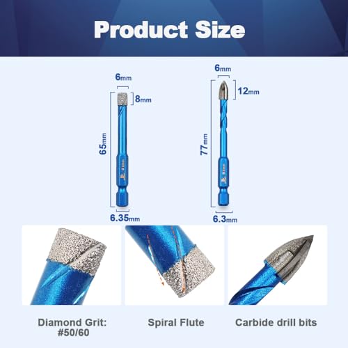 Juego de brocas con núcleo de diamante para azulejos miniatura 6