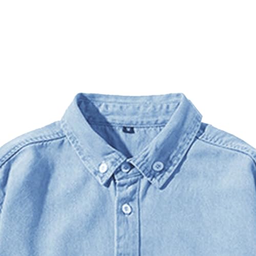 Mens Casual Cotton Denim Shirts Long Sleeve Washed Cowboy Tops Classic Slim Fit Shirt Jean Jackets4