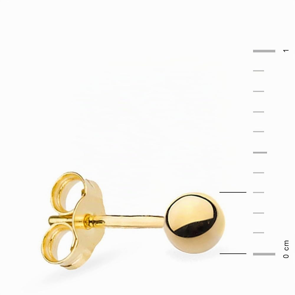 MARKO Einzelner Ohrstecker aus 14K Echtgold 585 – Gold Ohrring Damen 3mm – Solo Kugel Ohrstecker in Größen von 3mm bis 8mm – Hochwertiger Echtgold Schmuck für Frauen & Mädchen – Stecker Verschluss