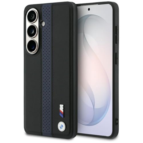 CG MOBILE BMW Coque de protection avec logo à rayures perforées compatible avec MagSafe pour iPhone Samsung Galaxy S26 (bleu)