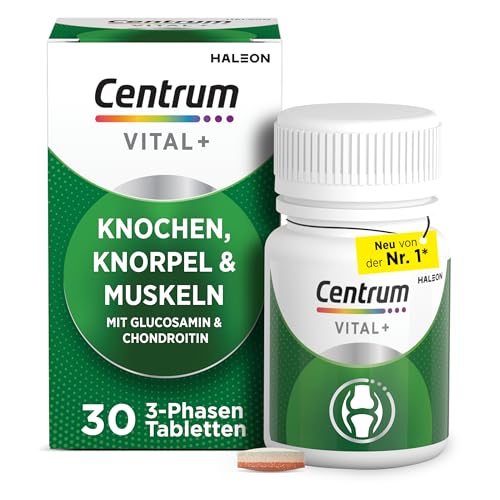 Multivitamin - Centrum Vital+ Knochen, Knorpel & Muskeln, für körperliche Leistungsfähigkeit & Zellregeneration**, Glucosamin, Chondroitin, Magnesium, Vitamin D, Vitamin C, 30 Tabletten