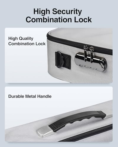 Image of Luxtude Trading Card Storage Box w /Adjustable Dividers, Large Top Loader Card Storage w /Combination Lock, Baseball Sports Cards Case for Toploaders, MTG Carrying Case for Pokemon /TCG /YuGiOh (Silver)