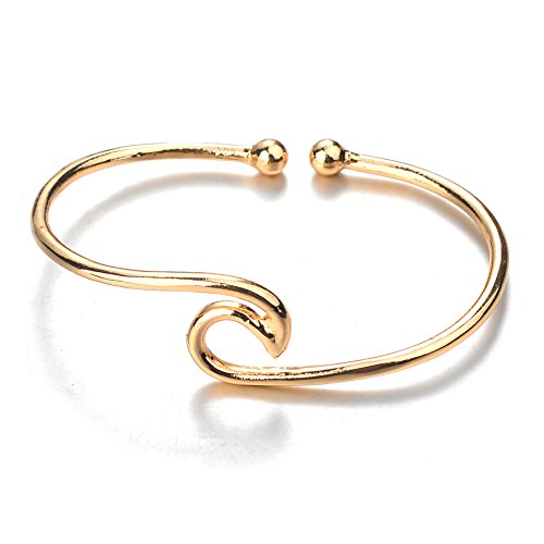 Bohemia Ocean Wave Bracelet Wave bangle Wire wrap Gold Silver Sea Wave Island Surfer Cuff Adjustable Bracelet2