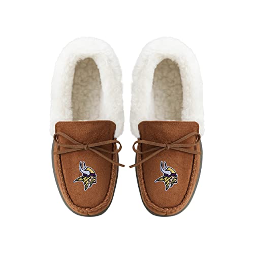 Image of FOCO Womens NFL Team Logo Tan Moccasin Slippers
