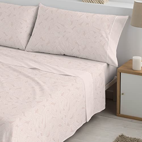DHESTIA HOME - Juego de Sábanas de Tela Suave 100% Algodón Kay Nude - Color Nude, Talla Cama 150 (2F.Almhda)